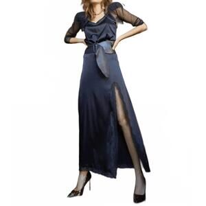 NEW VANNINA VESPERINI slit maxi skirt in caviar/ bronze